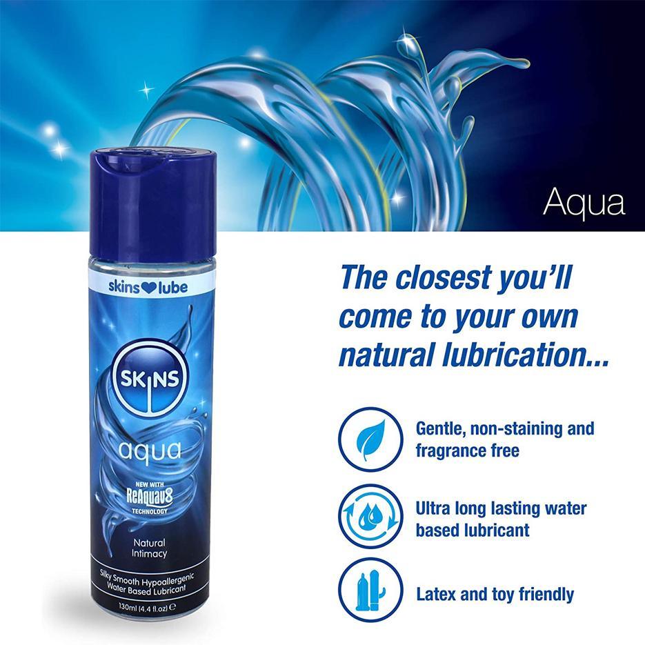 Skins Lube Aqua With ReAquav8 - Water-Based Lubricant - CheapLubes.com