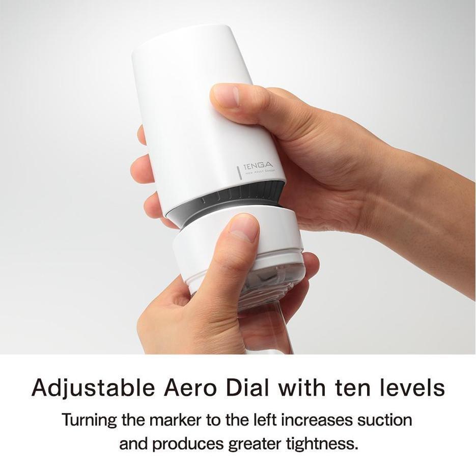 TENGA AERO Silver Ring Reusable Masterbator w/ Suction Dial - CheapLubes.com