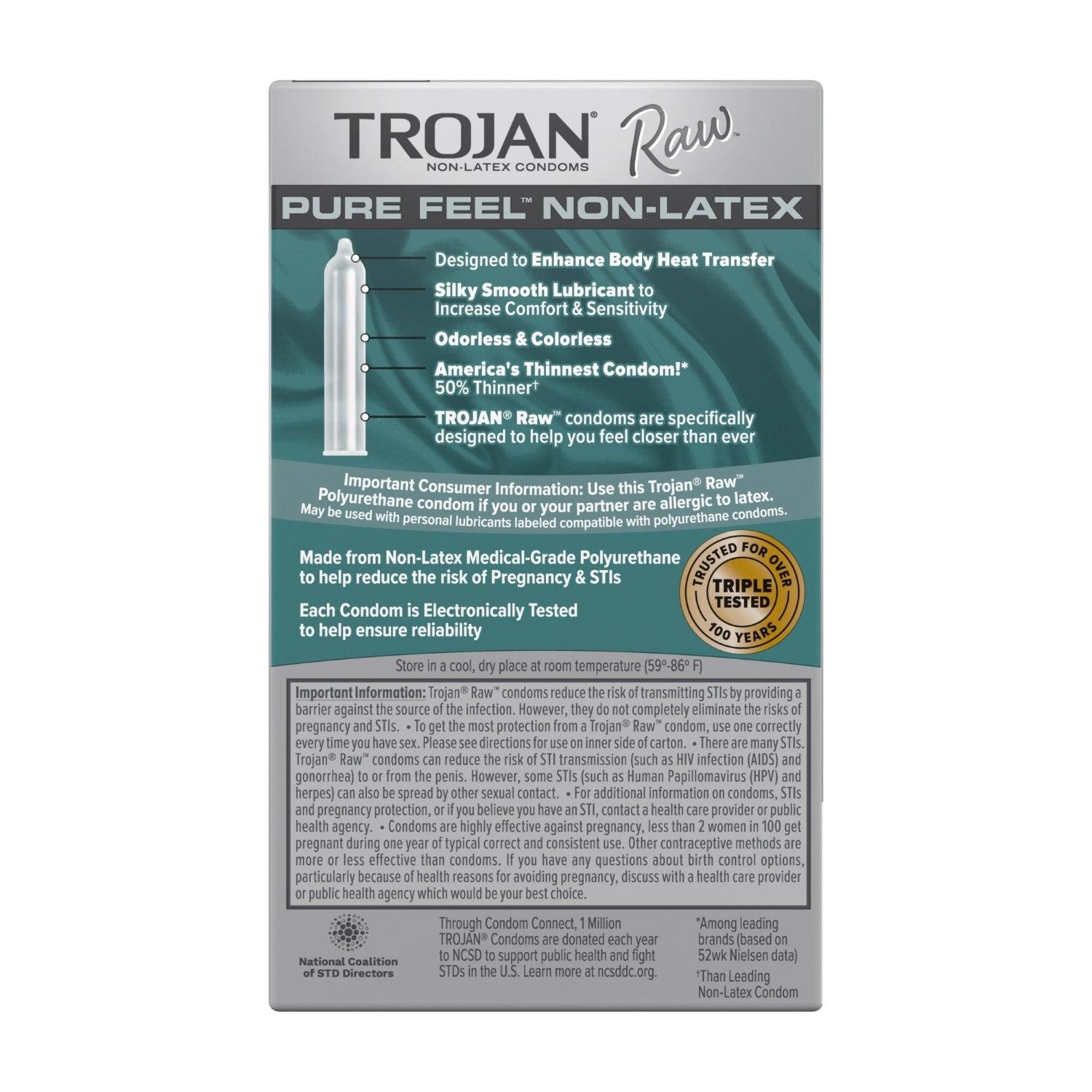 Trojan Raw Pure Feel - Non-Latex 10ct - CheapLubes.com