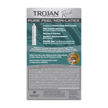 Trojan Raw Pure Feel - Non-Latex 10ct - CheapLubes.com