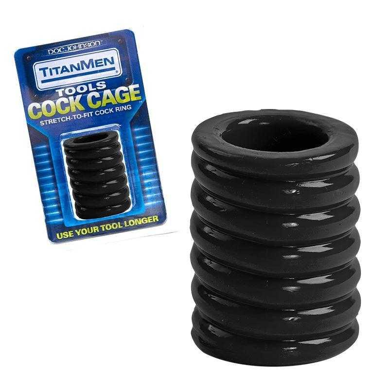 TitanMen Stretch-To-Fit Cock Cage - Black - CheapLubes.com
