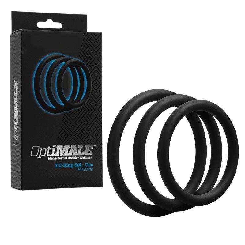 OptiMale Silicone 3 C-Ring Set Thin - Black - CheapLubes.com