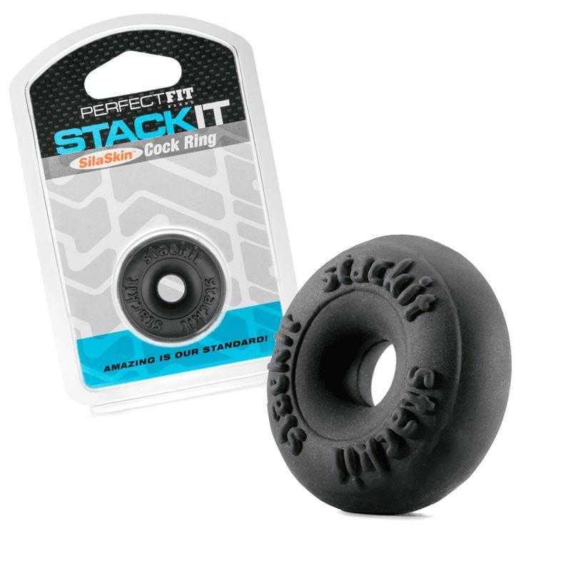 PerfectFit SilaSkin StackIt CockRing - Black - CheapLubes.com
