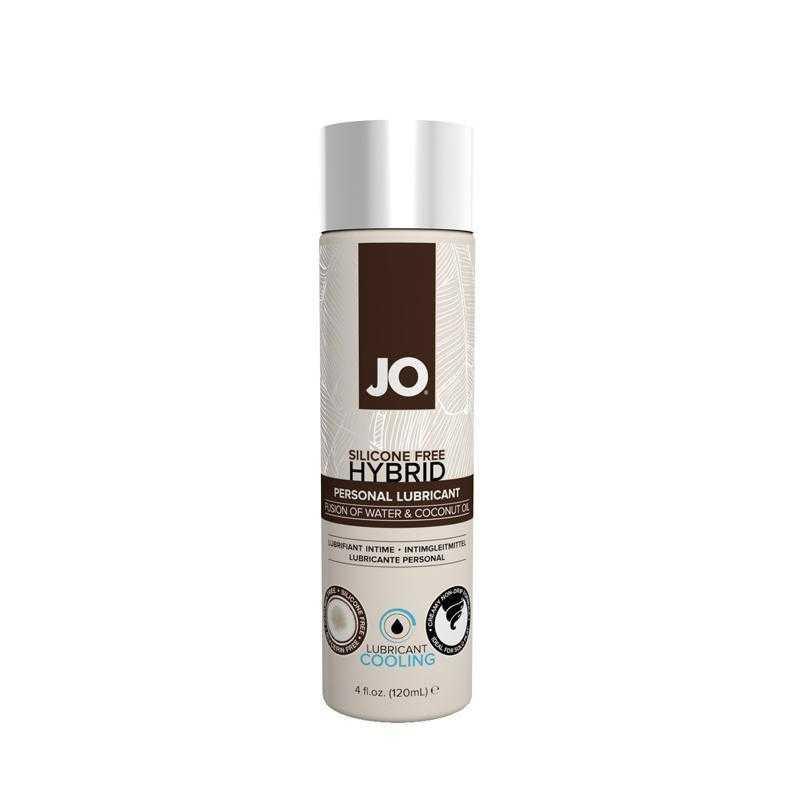JO Silicone Free Hybrid Lubricant COOLING 4 oz (120 ml) - Coconut and Water Based - CheapLubes.com